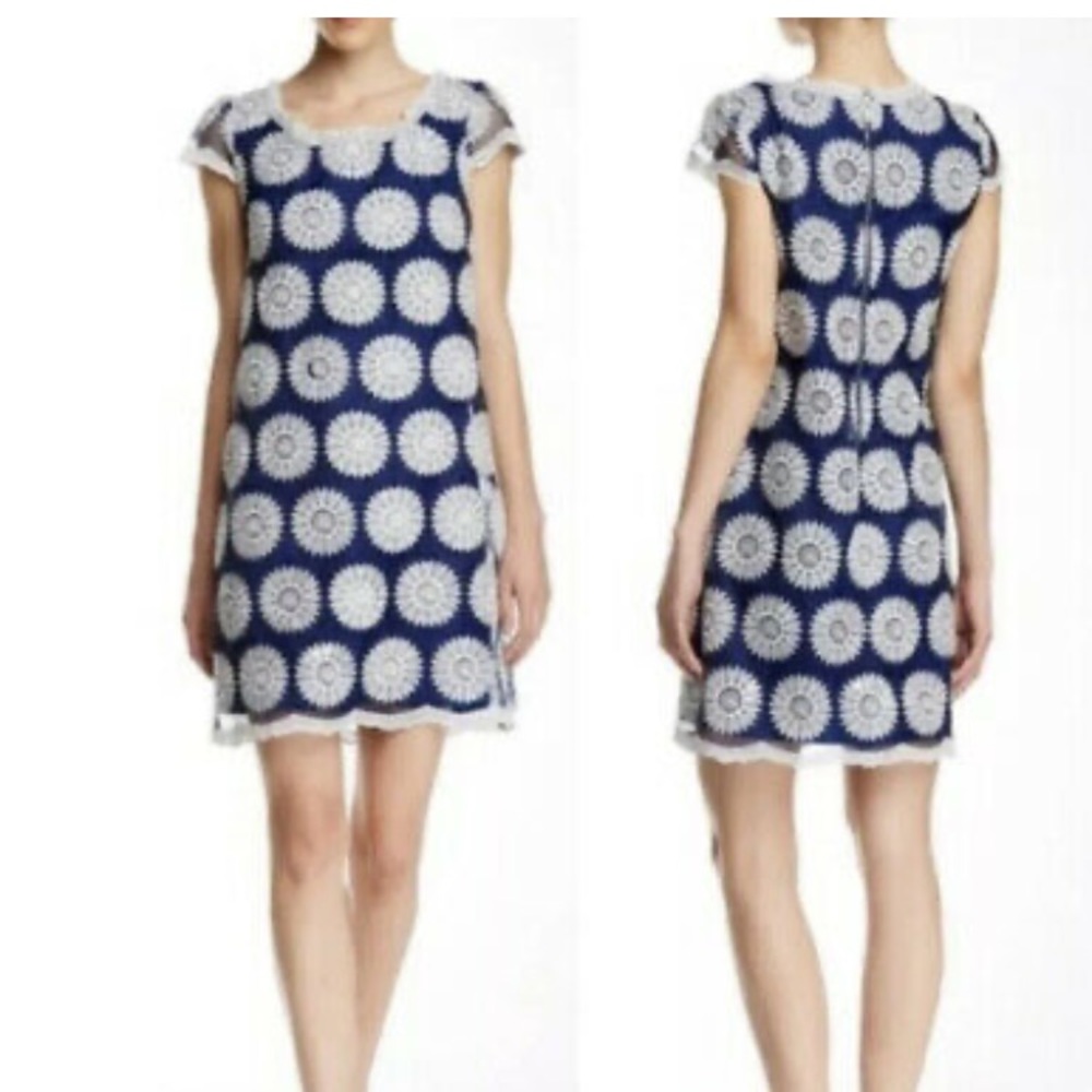 Betsey Johnson Sunflower Shift Dress Navy Blue